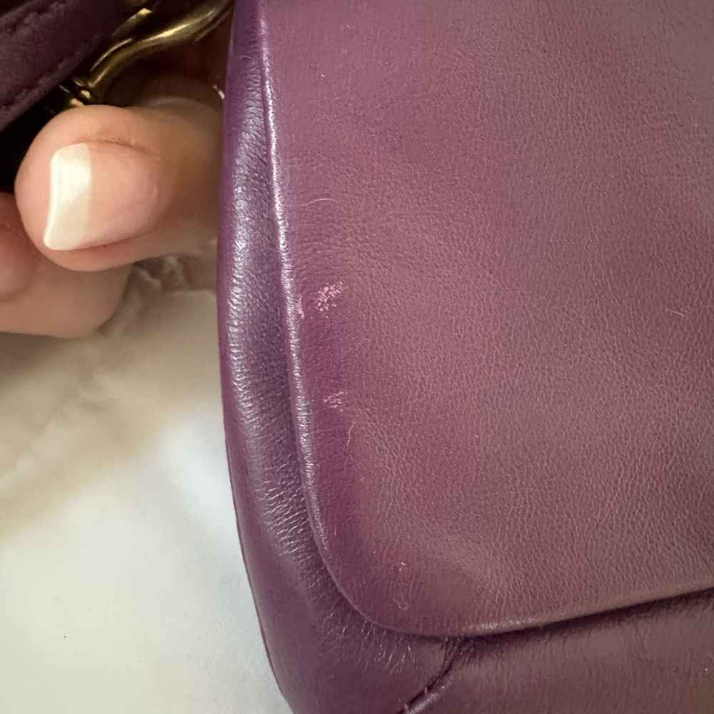 Coach Plum Leather Wristlet with Gold Accents - Picture 13 of 13